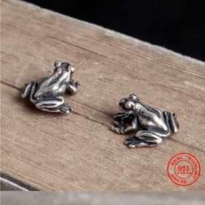 S925 SINGLE ACCENT Frog Ear Nail Rock Personality Earring